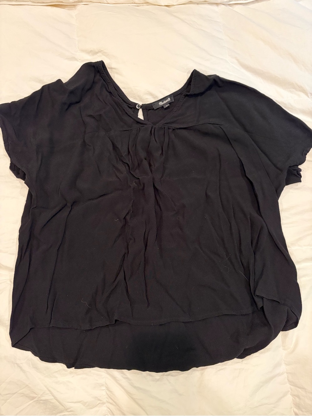 Madewell Black Short-Sleeve V-Neck Blouse Small